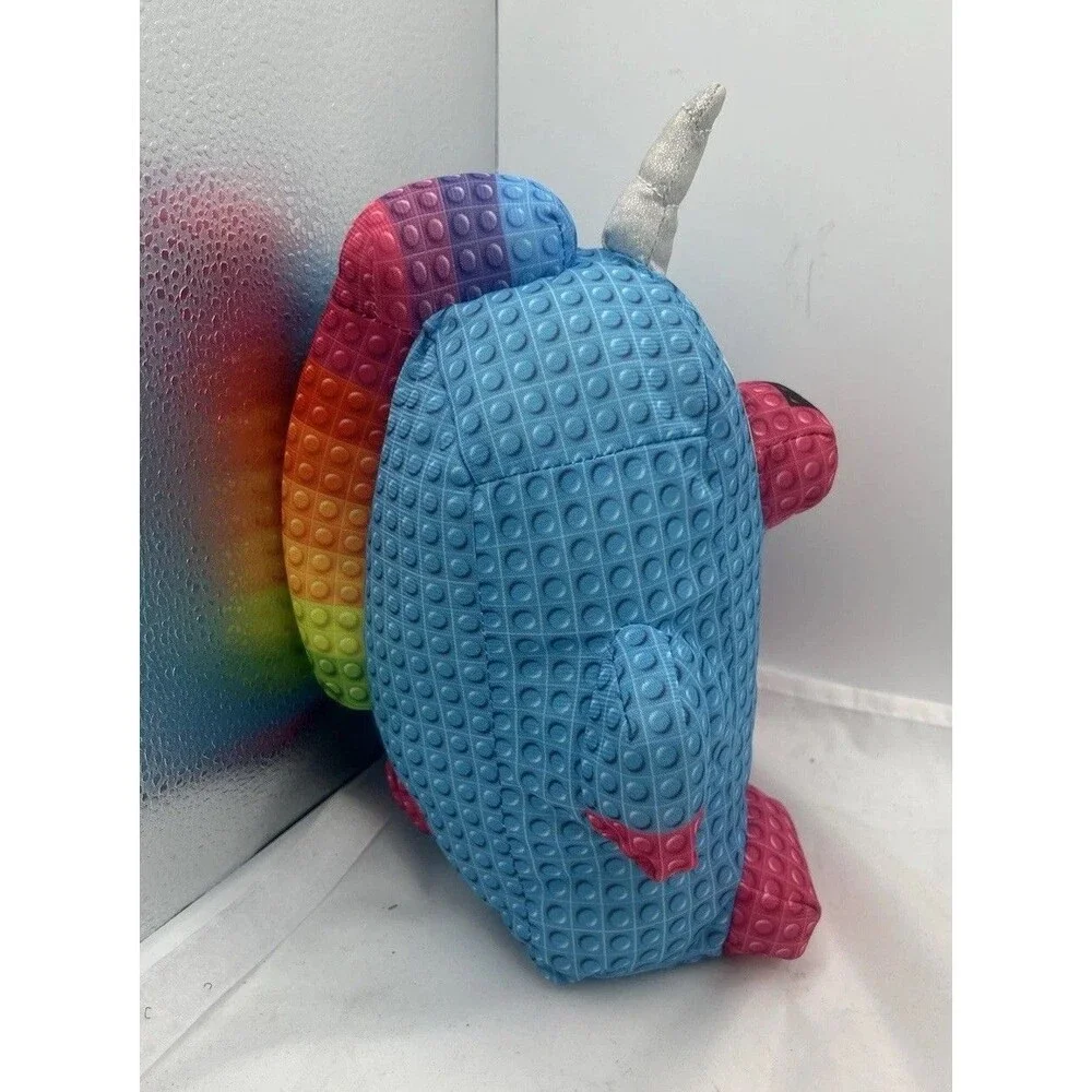 Nanco Blue Unicorn Plush 10” Pixel Block Style Stuffed Animal Pink White Toy